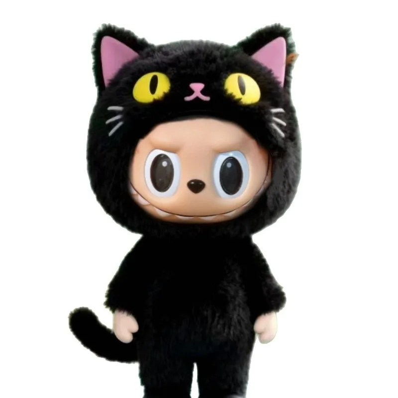 Keine Puppe, 17 cm für Labubu-Kostüm, Cosplay, veränderbar, handgefertigt, schwarze Katze, Plüsch-Set, Rock, Labubu-Puppenkostüm