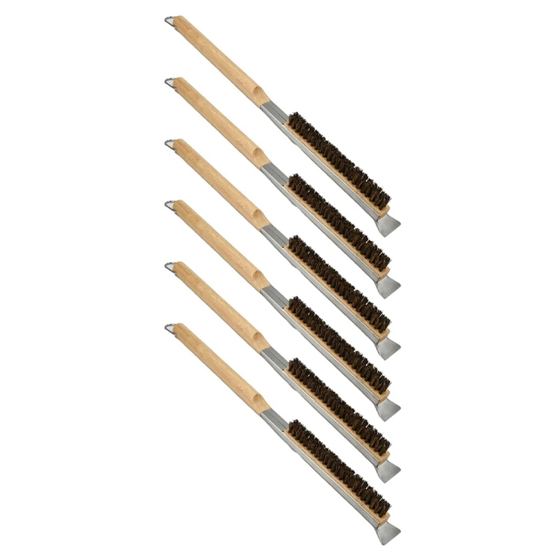

PZHI-6X Pizza Oven Brush Barbecue Brushes Wooden Handle Grill Scraper Pizza Stone Cleaning Brush Household Cleaning Brush