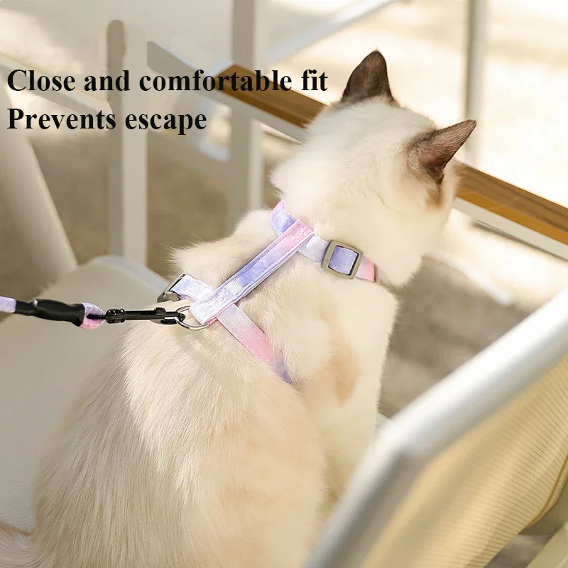 Cat Harness and Leash Set Adjustable Escape Proof Pet Harness for Kitten Outdoor Walking Cat Collar Lead Leash Pet Supplies