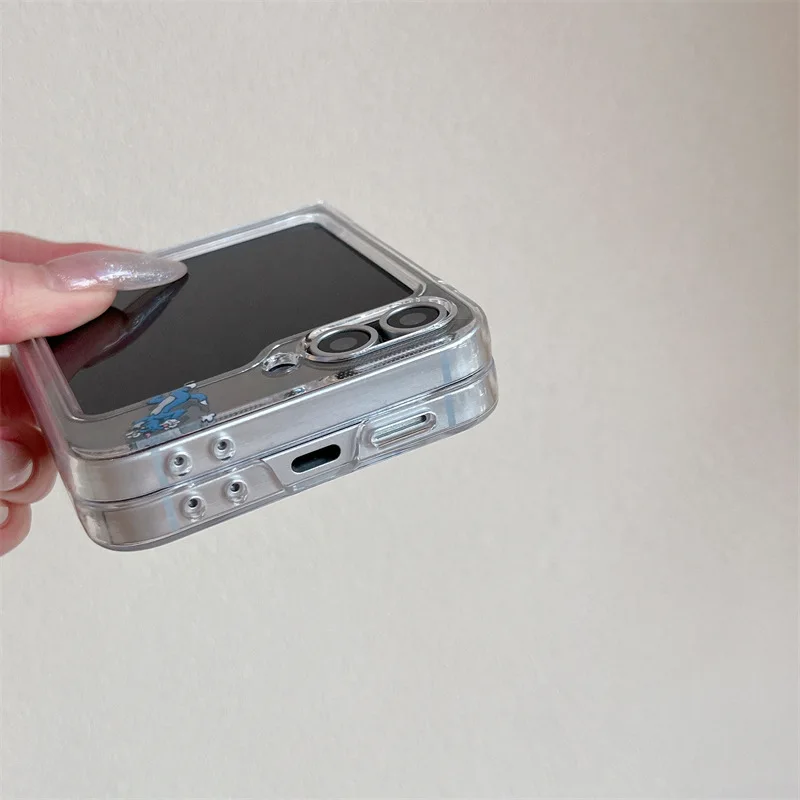 Transparent Cartoon Cat Mouse for Samsung Galaxy Z Flip 7 6 5 4 Protective Back Cover for ZFlip5 ZFlip6 ZFlip7 Case Shell