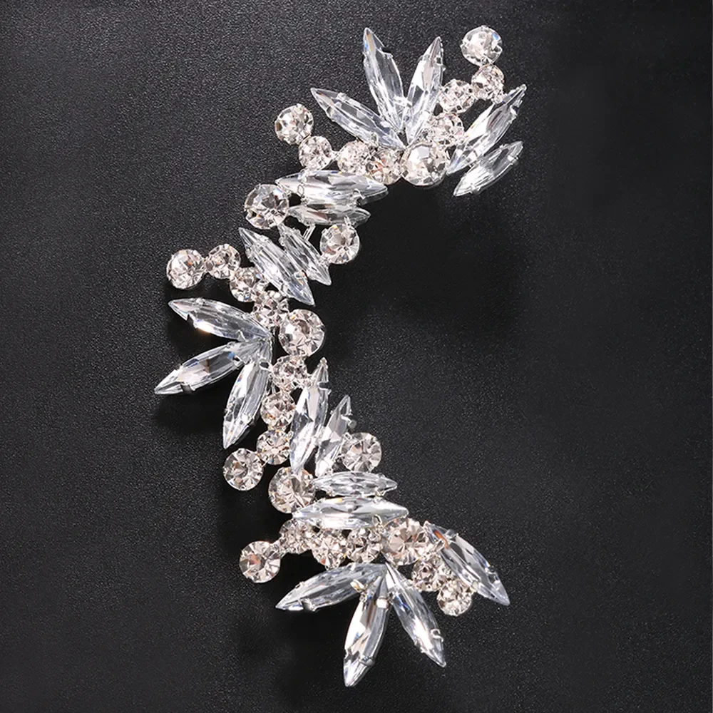 2023 Fashion Crystal Ear Clip Earrings for Women 1 Pcs Rhinestone Left Ear Cuff Silver Plated Earring No Piercing Jewelry