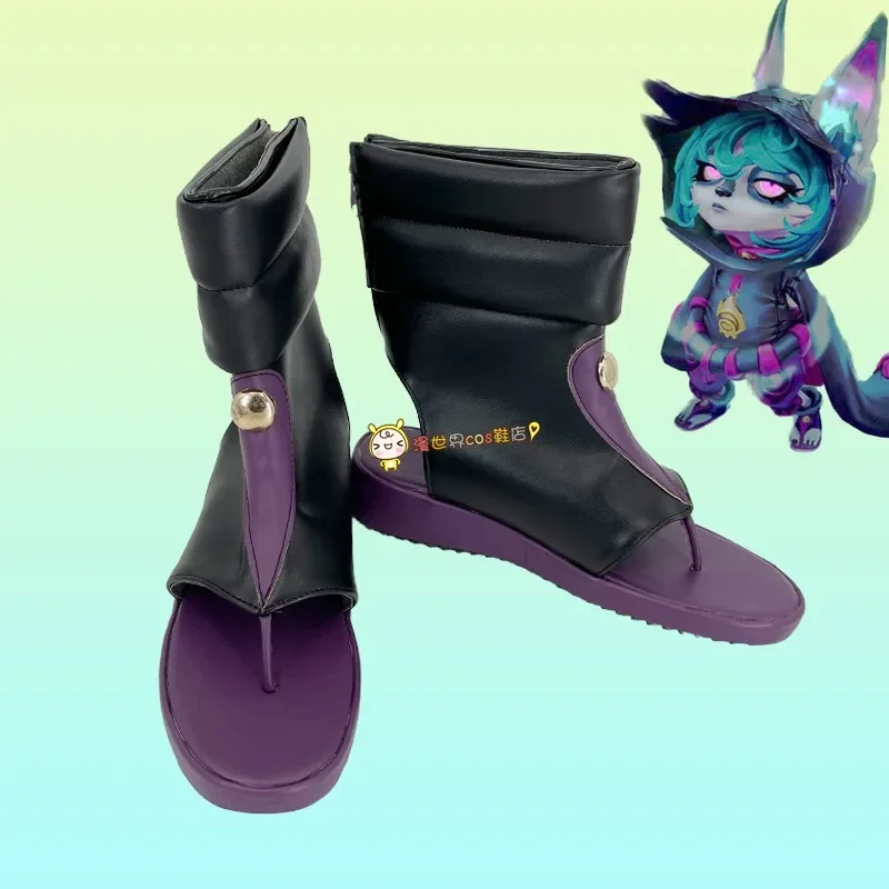 Vex cosplay sapatos de couro do plutônio jogo lol o gloomista vex cosplay adereços botas de carnaval de halloween feito sob encomenda