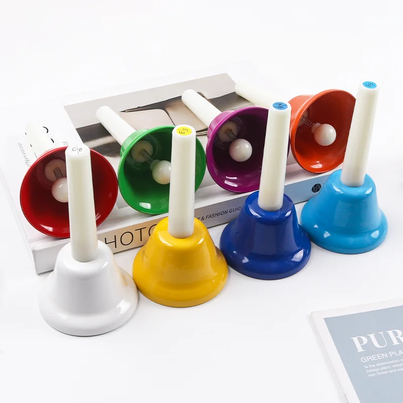 

Hand Bells for Kids 8 Notes Colorful Handbells Set Educational Musical Instrument for Toddlers Great Birthday Gift for Children