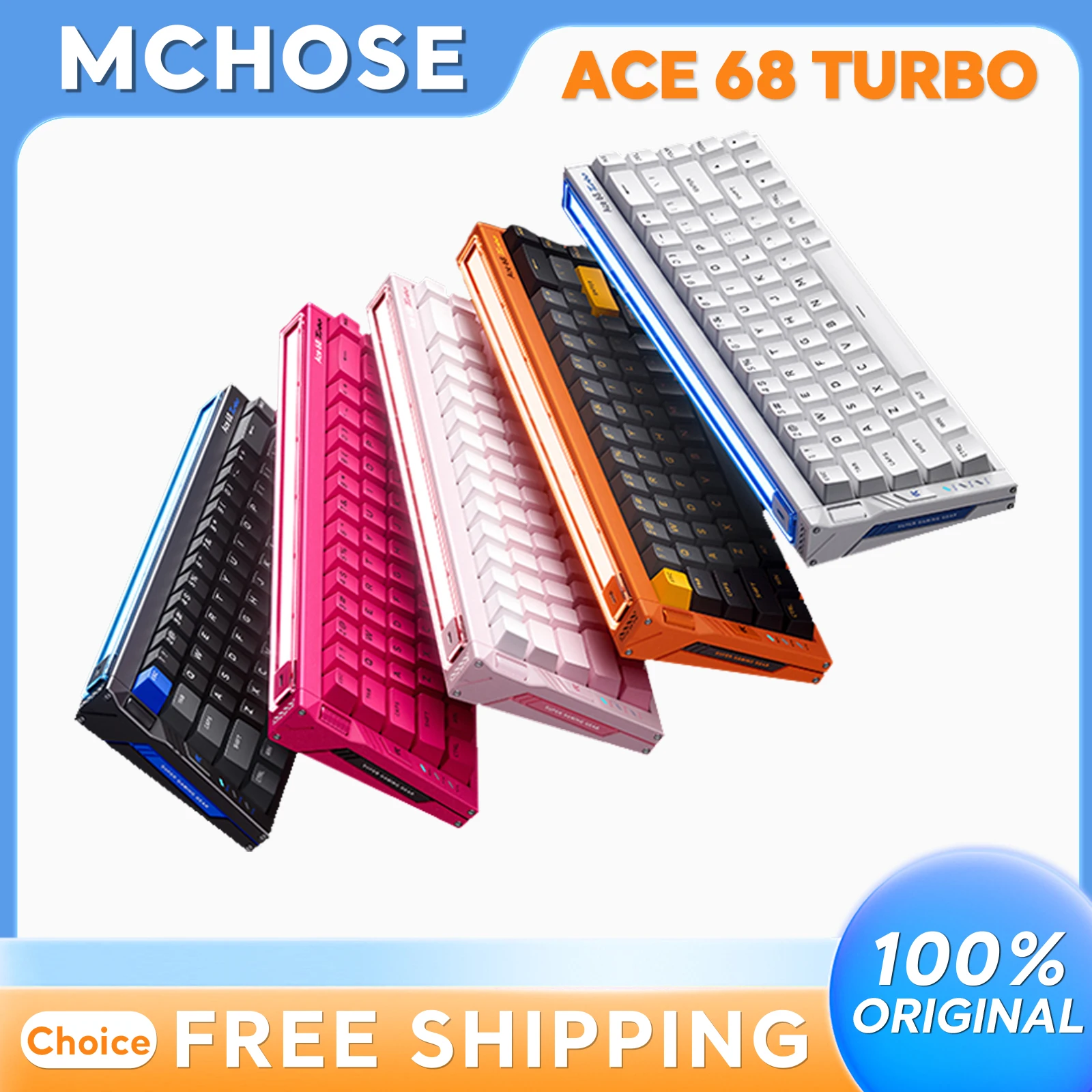 

MCHOSE Ace68 Turbo RGB Gaming Keyboard 68 Keys Magnetic Switch 16K Polling Rate 0.06ms Latency Aluminum Body Hot Swap