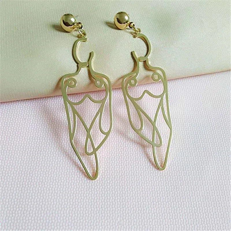 Timlee E005 Alloy Boob Studs Earring Personality Abstract Hollow Body Accessories Wholesale