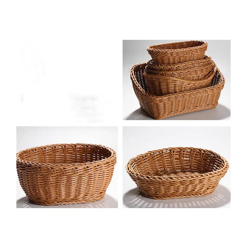 Handwoven Basket Fruit Vegetable Tea Snack Bread Toy Picnic Cosmetic Sundries Storage Basket Kitchen Supplies Household Tools