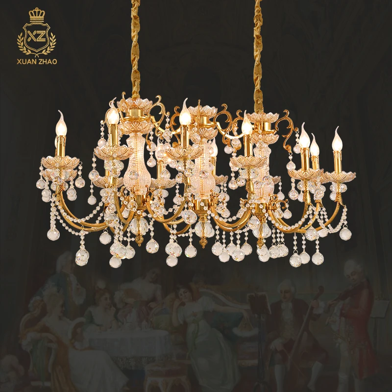 XUANZHAO European Classic Crystal Ball Dining Table Pendant Lights Square Luxury Chandelier Centerpiece Wedding