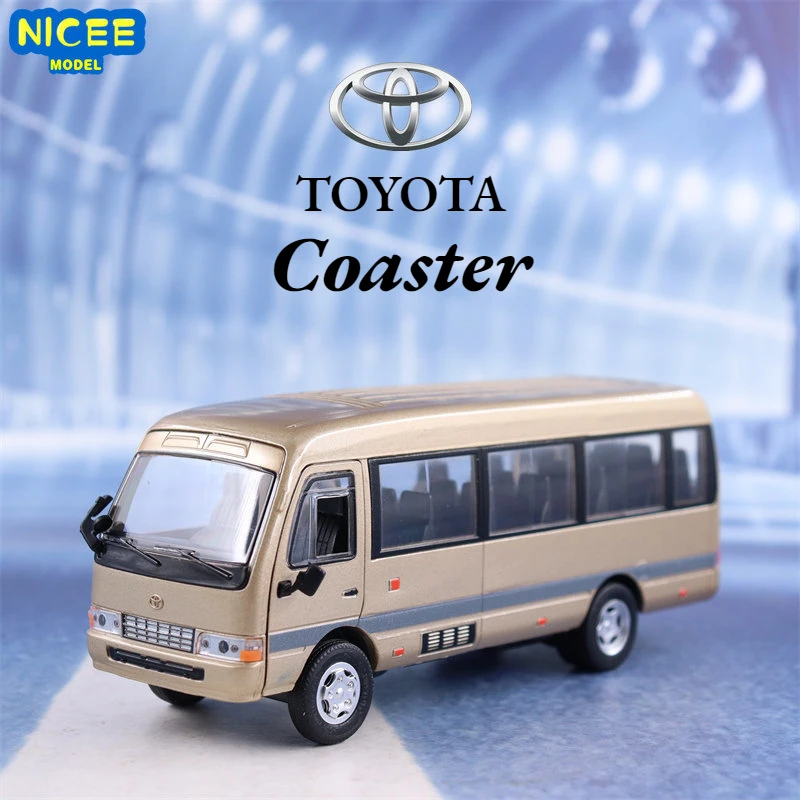 1:32 Toyota Coaster Minibus High Simulation Diecast Metal Alloy Model car Sound Light Pull Back Collection Kids Toy Gifts F525