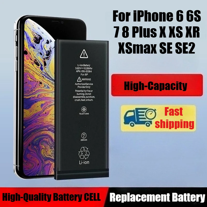 

Новый аккумулятор большой емкости с нулевым циклом для iPhone 6, 6S, 7, 8 Plus X XS XR XSmax SE SE2, аккумуляторы для мобильных телефонов
