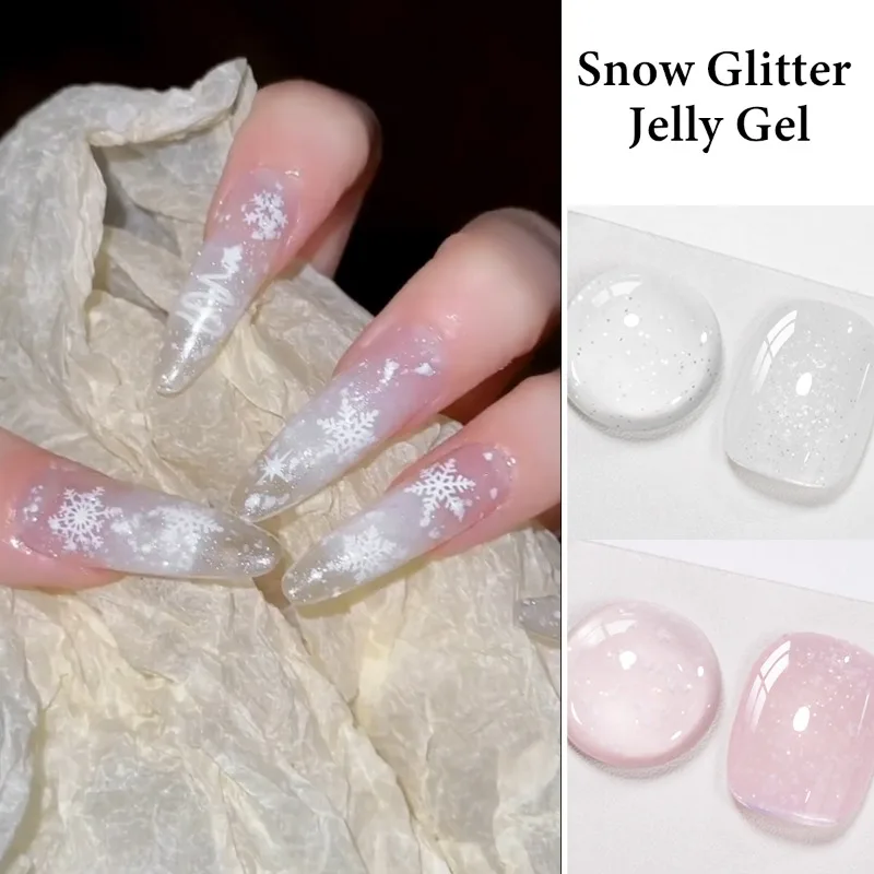 10ml Snow Glitter Jelly Gel Nail Polish Nail Art Vernis Snowflakes Shape Semi Permanent UV LED Gel Manicure DIY Nail Supplies