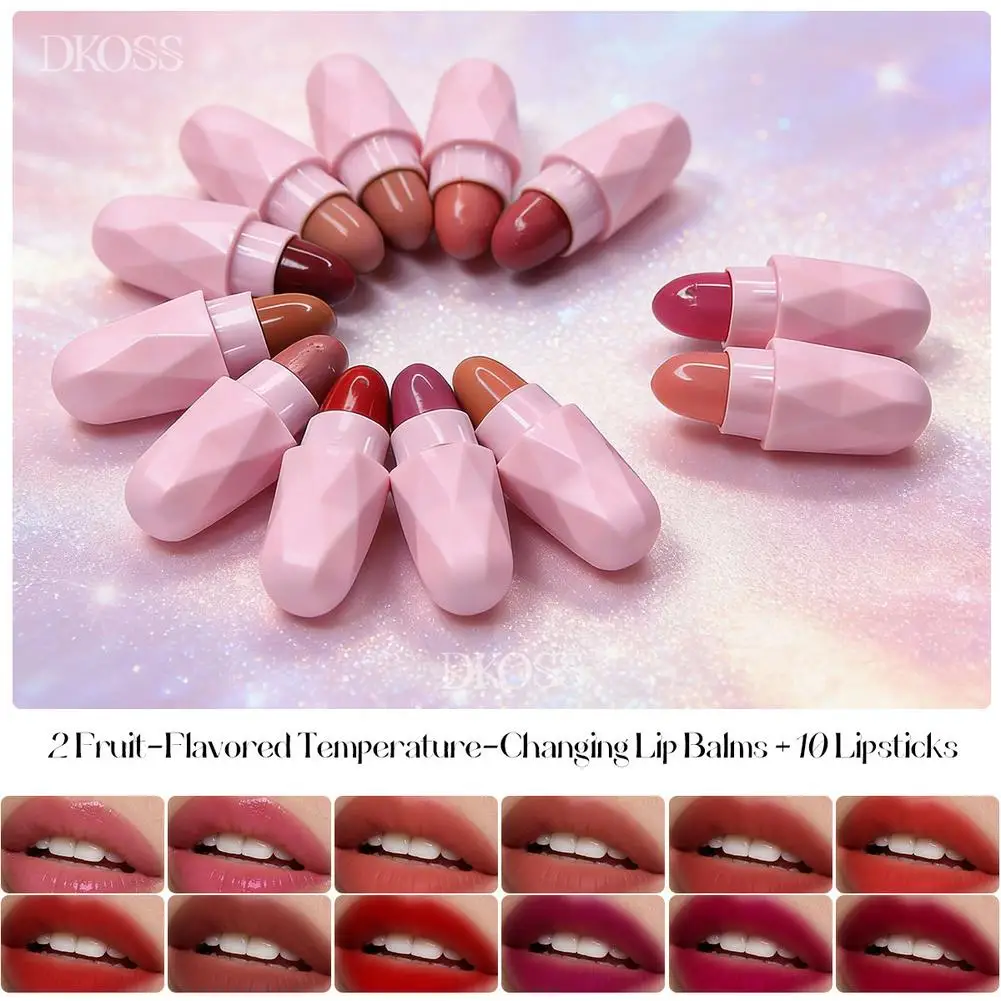 12 Colors Capsule Mini Lipstick Set Velvet Matte Waterproof Lip Glaze Long-Lasting & Non-Fading Perfect Gift for Makeup Festival
