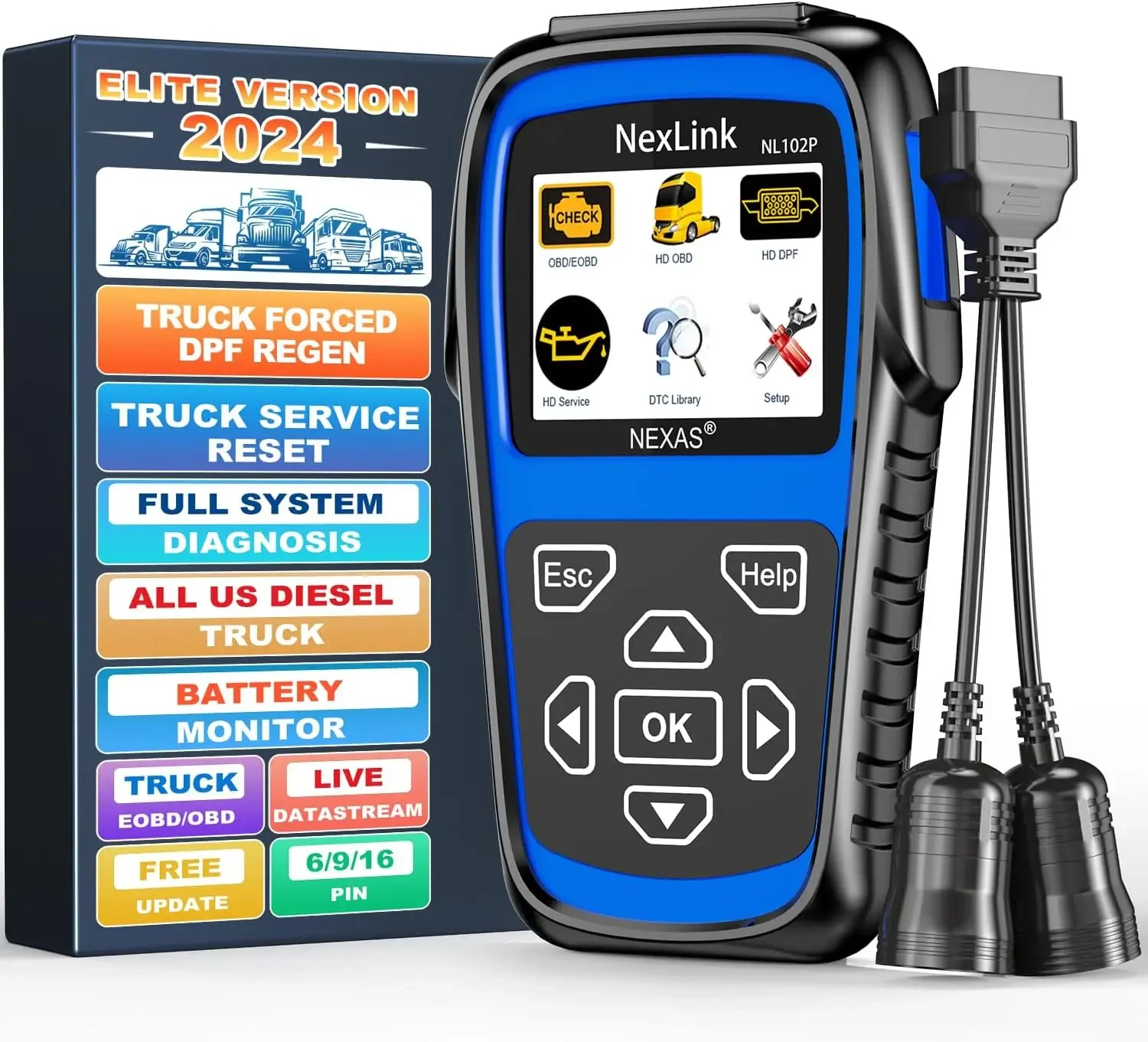 

NL102 Plus Full Systems Heavy Duty Truck Scan Tool Force DPF Regen Tool HDOBD/EOBD Diagnostic Scanner with Oil Reset