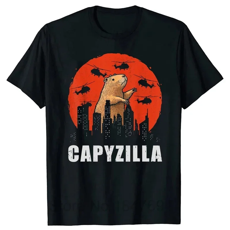 Capibara cotton top tees female 2000s Psychedelic women Comfortable Trendy t shirt Comfortable Trendy Punk Digital Graphic Retro