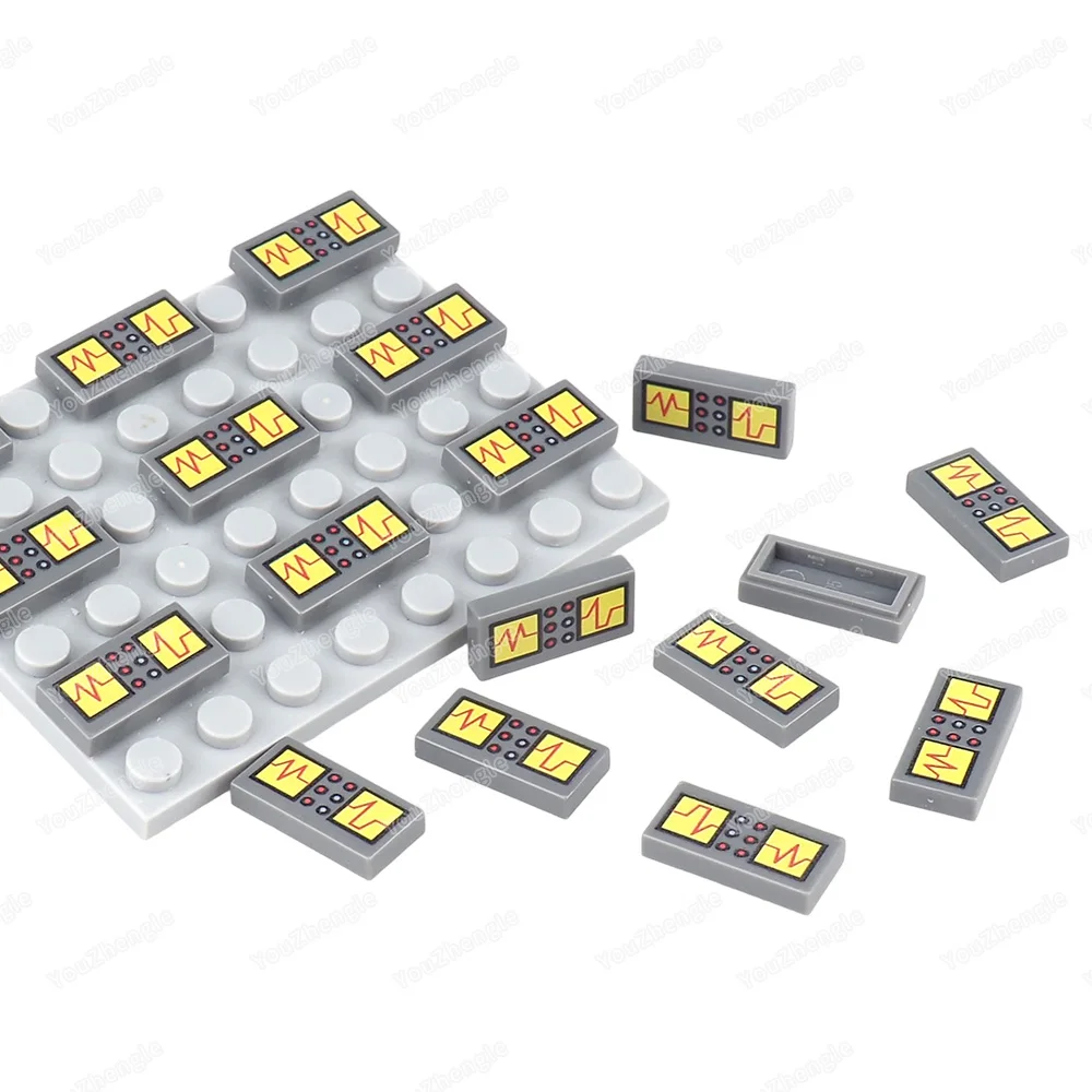 Frequency Display Black/Red Button Printed Pattern Building Block Tiles 1x2 Parts 3069 MOC Figures Mechanical Model Gift Boy Toy