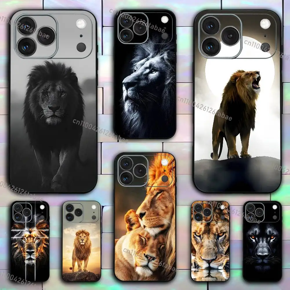 

COOL Lion Pattern For iPhone 17,16,15,14,13,12,11,Pro,X,XS,Max,XR,Plus,Mini Soft Silicone Phone Case Black Shockproof TPU