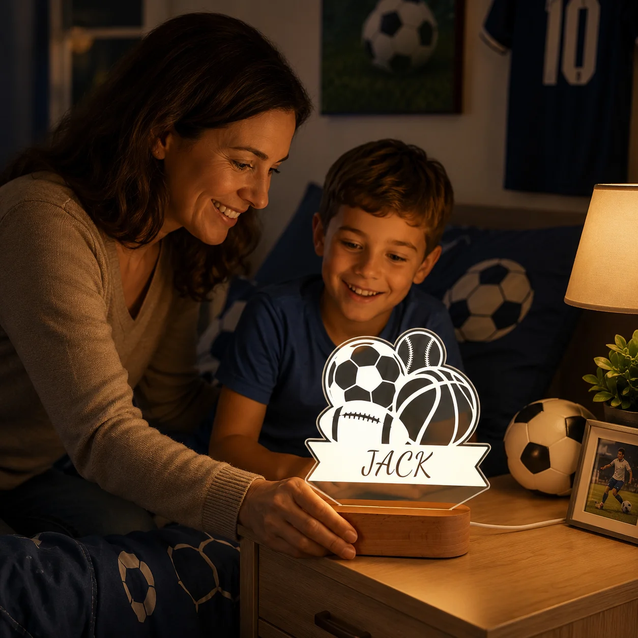 Personalized Football Player Acrylic Night Light Custom Name Child Bedroom Decoration Football Enthusiast Gift Coach Gift