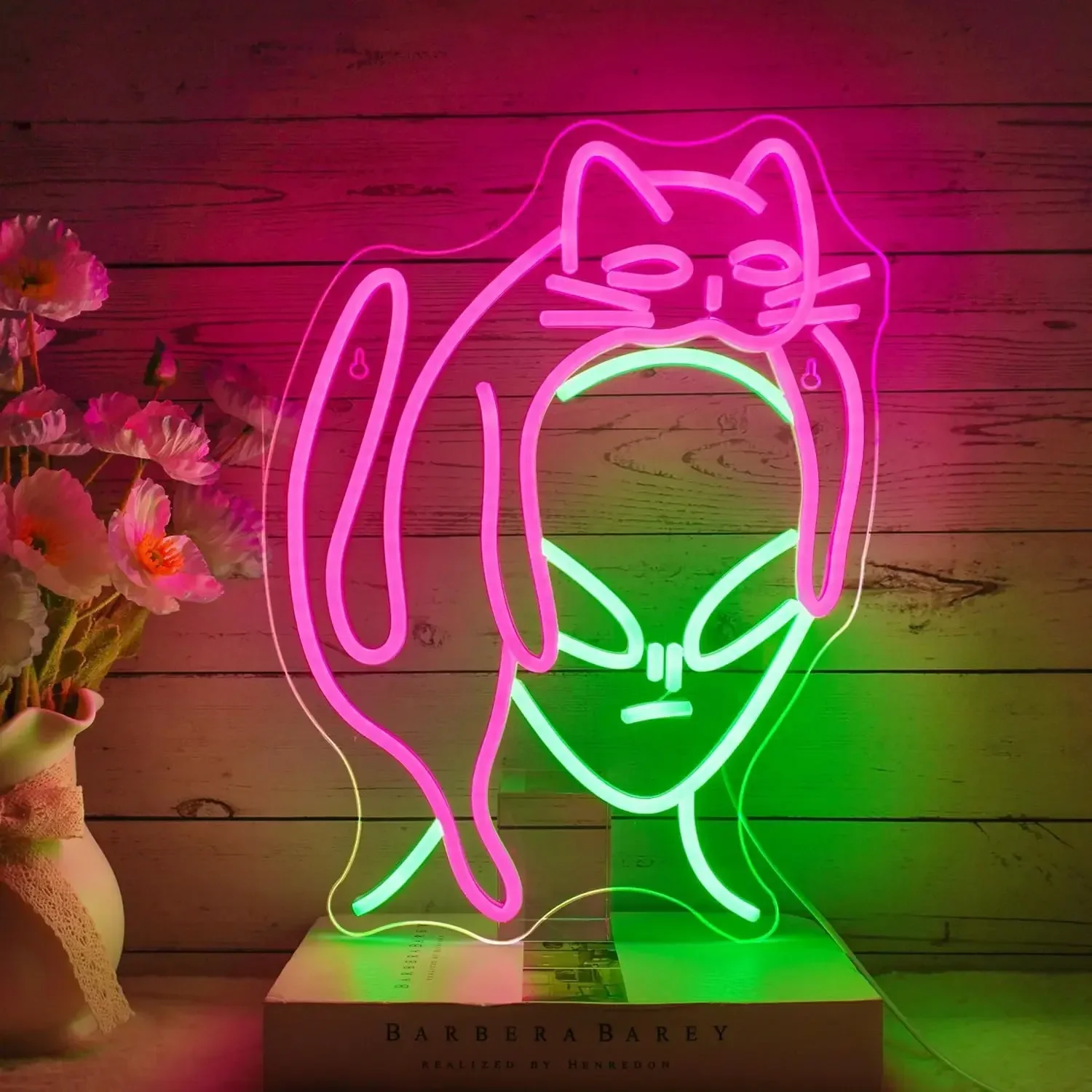 

LED Alien Neon Sign for Wall Decor Cat Neon Light Sign USB Dimmable for Bedroom Party Club Birthday Men Cave Bar Decoration Gift