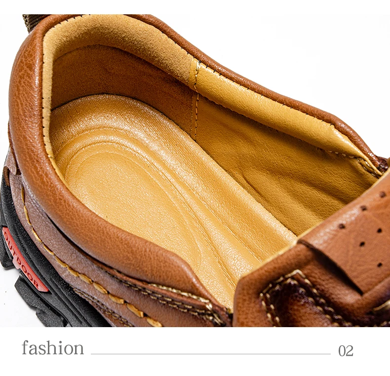 Neue handgefertigte Lederschuhe für Herren, Outdoor-Slipper, lässige Herrenschuhe, modische flache Herren-Fahrschuhe, Mokassins, Wanderschuhe – Detail 4