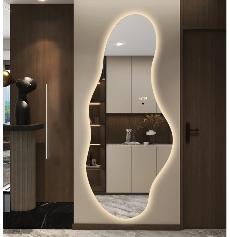 Beveled Irregular Asymmetrical Mirror Frameless Wall Mounted Decorative Bathroom Mirror For Living Room Bedroom