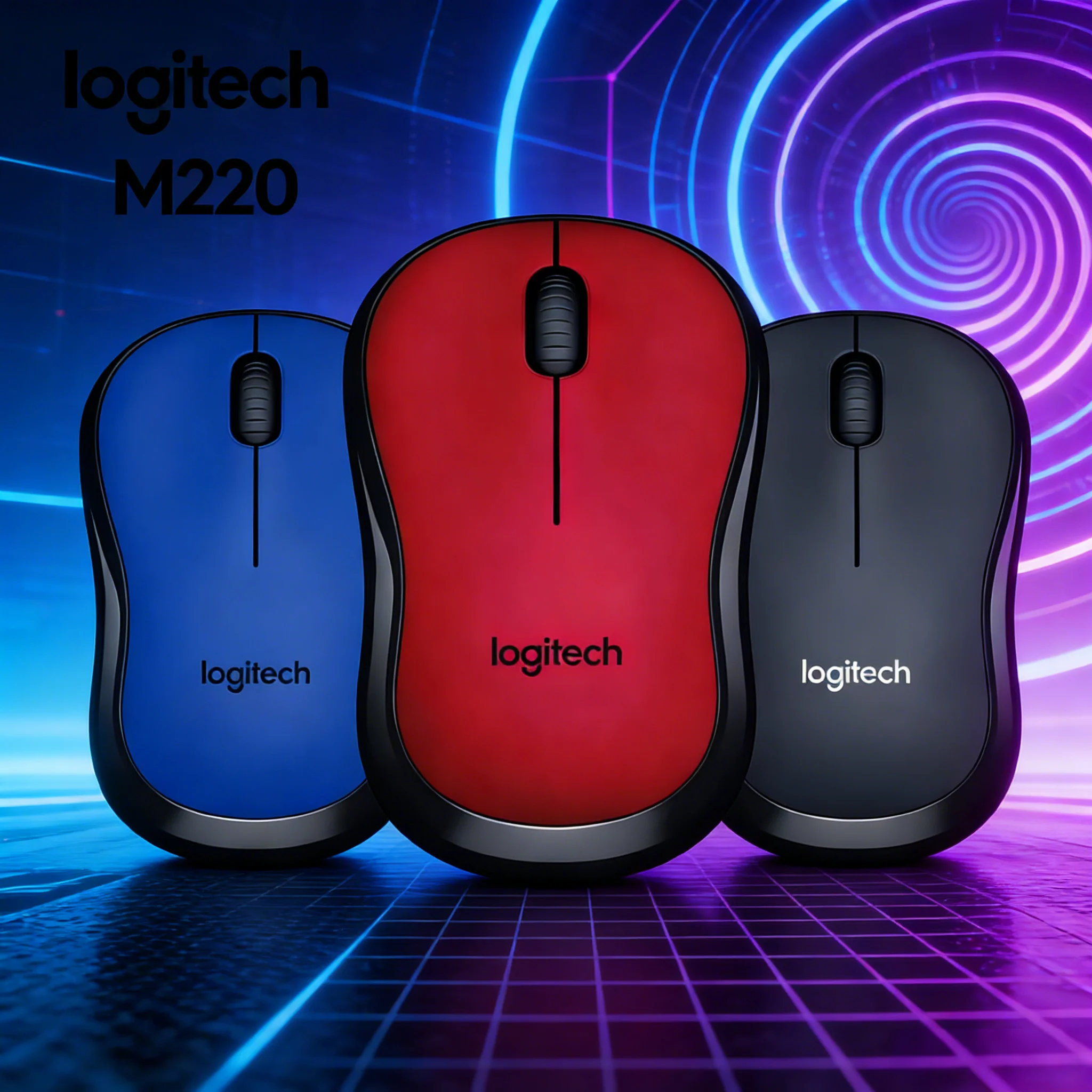 

Бесшумная беспроводная оптическая мышь Logitech M220, тихий щелчок, портативная, прочная для офиса, дома и бизнеса