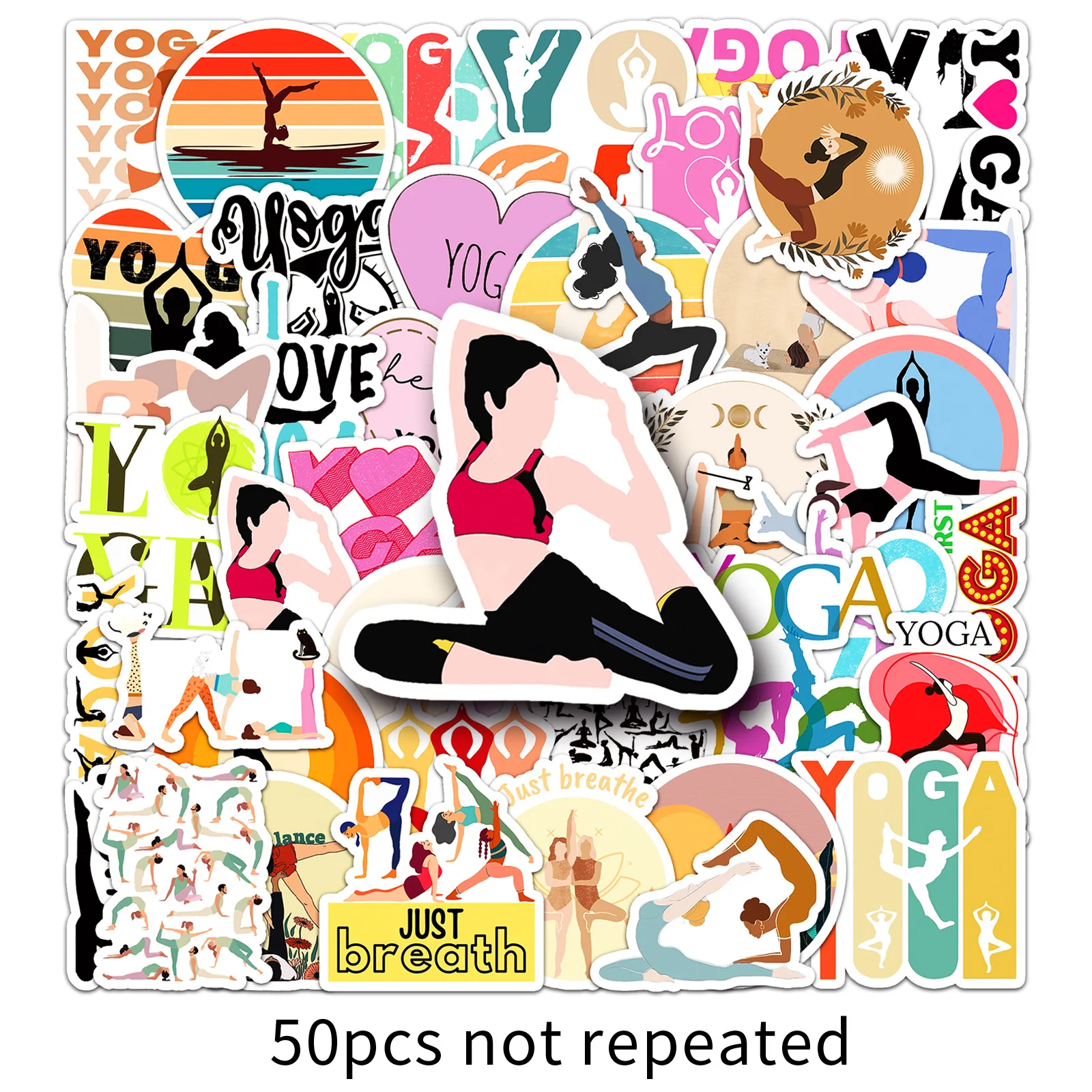 10/30/50PCS New Fitness Exercise Art Healthy Yoga Sticker DIY Phone Laptop Luggage Skateboard Graffiti Decals Fun for Kid Toy