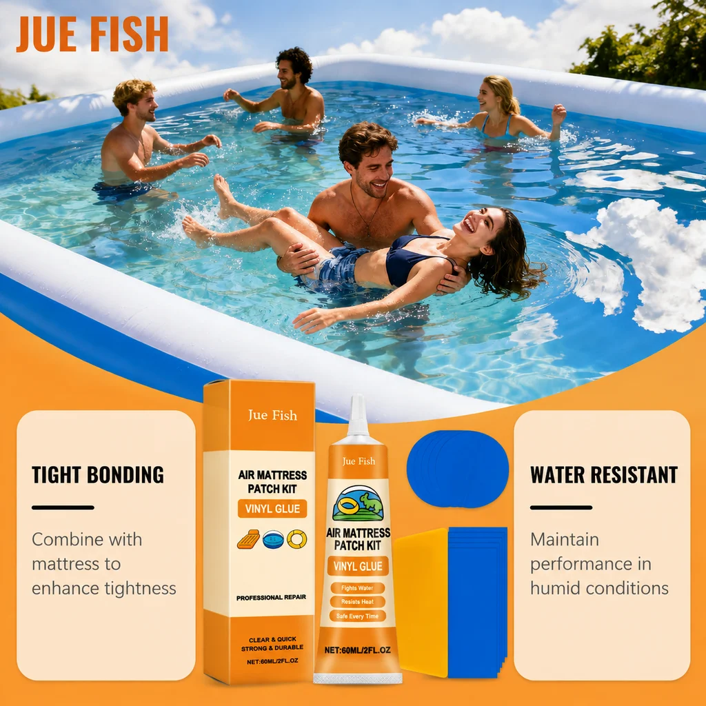 Jue Fish Air Mattress Repair Kit Home Pool Camping Sealed Waterproof Portable Repair Agent Inflatable Repair Airbed Patch Glue