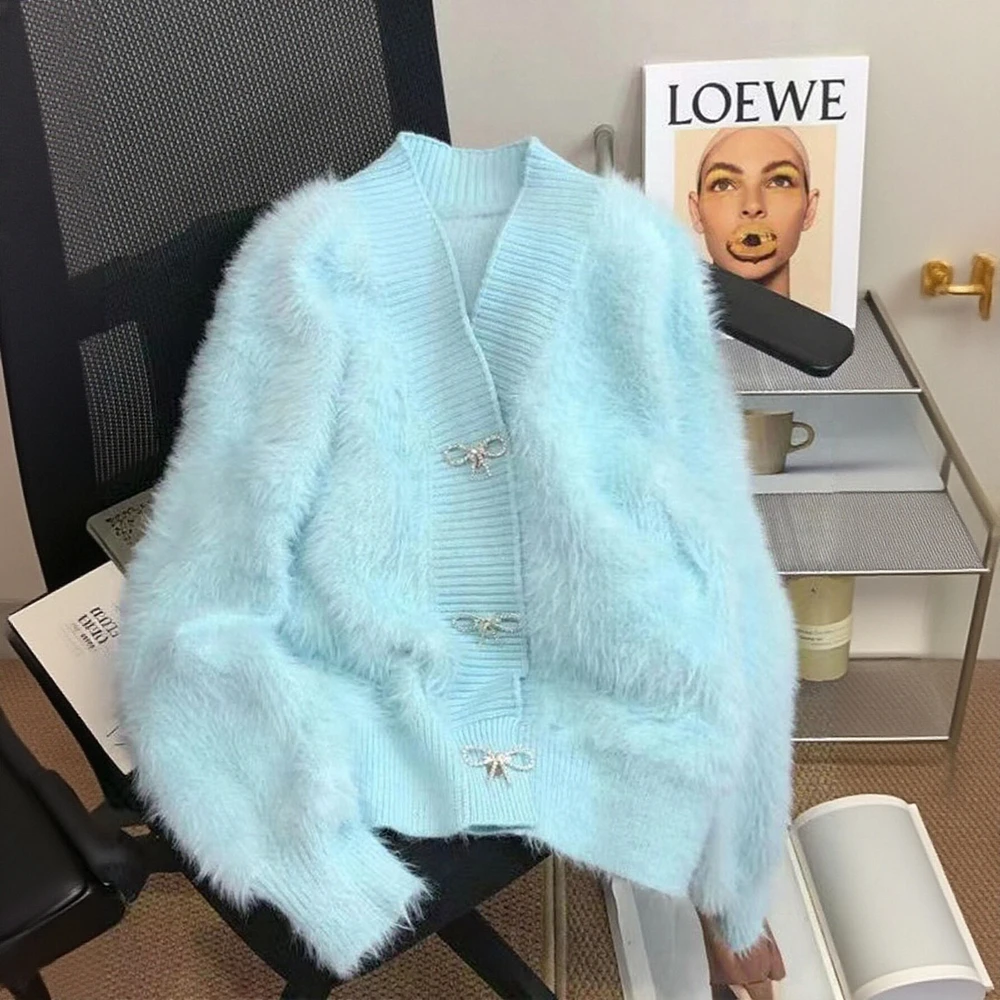 

Женский кардиган с длинным рукавом и v-образным вырезом K-Fashion, однотонный повседневный трикотаж с открытым передом, осенний стандартный крой для свиданий