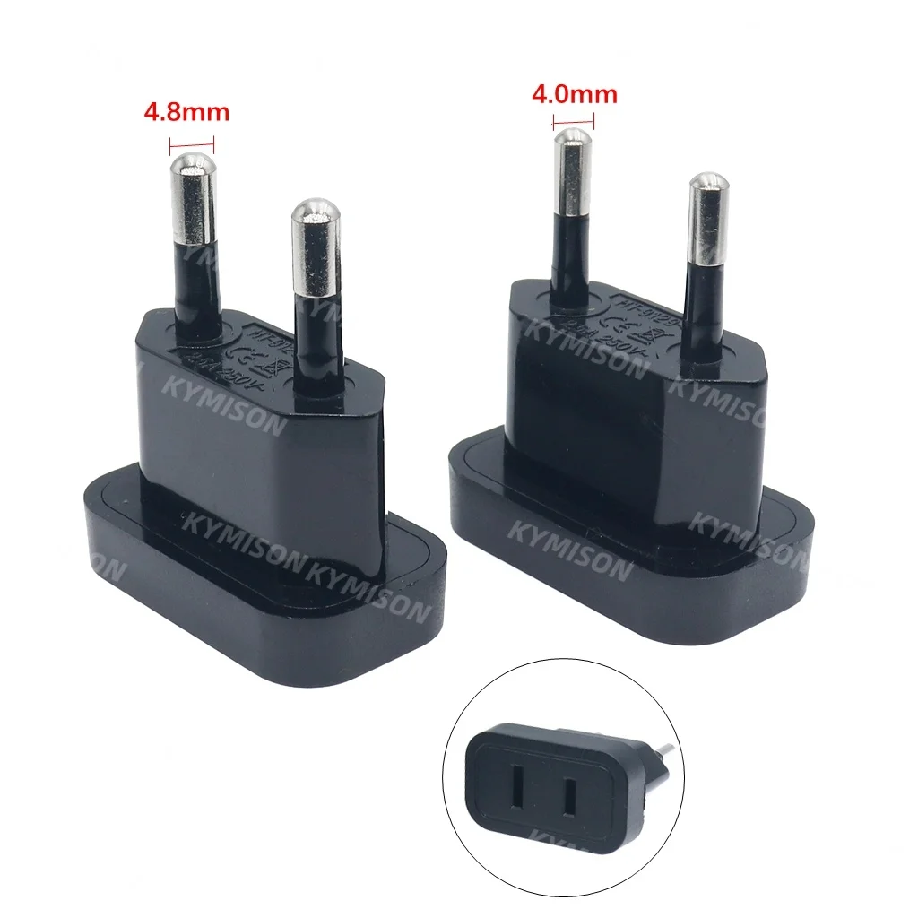 Adaptador de viagem dos EUA, China para Europa e UE com obturador de segurança Alemanha Adaptador de conector de tomada de parede