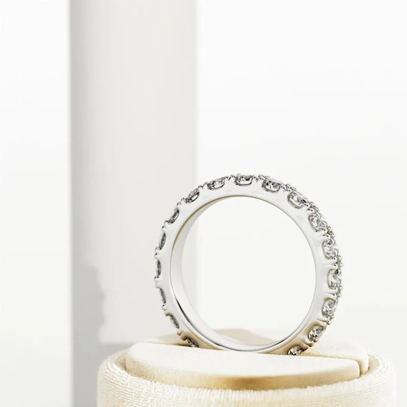 3 مللي متر كل مختبر الماس تكويم خاتم الخلود في البلاتين 950 CVD HPHT الماس DEF VS-VVS سبليت Prongs مجموعة فريدة من نوعها العصابات الزفاف #2