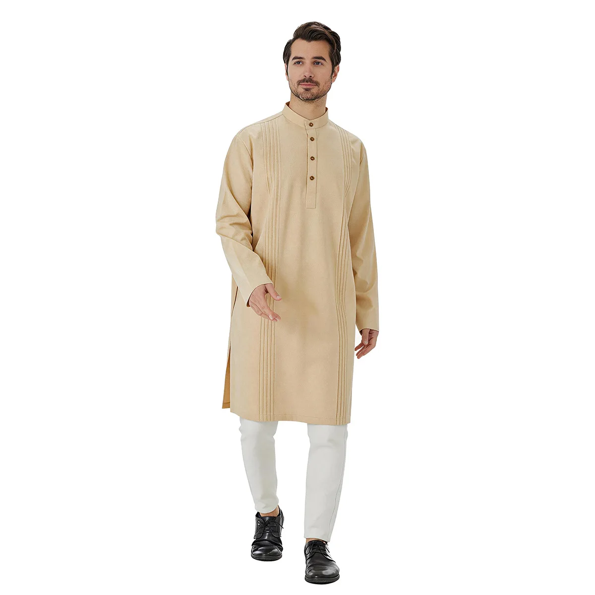 

Men's Saudi Arabic Long Sleeve Robe Button Shirt Ramadan Muslim Robe Turkey Middle East Islamic Clothing Malaysia Loose Casual