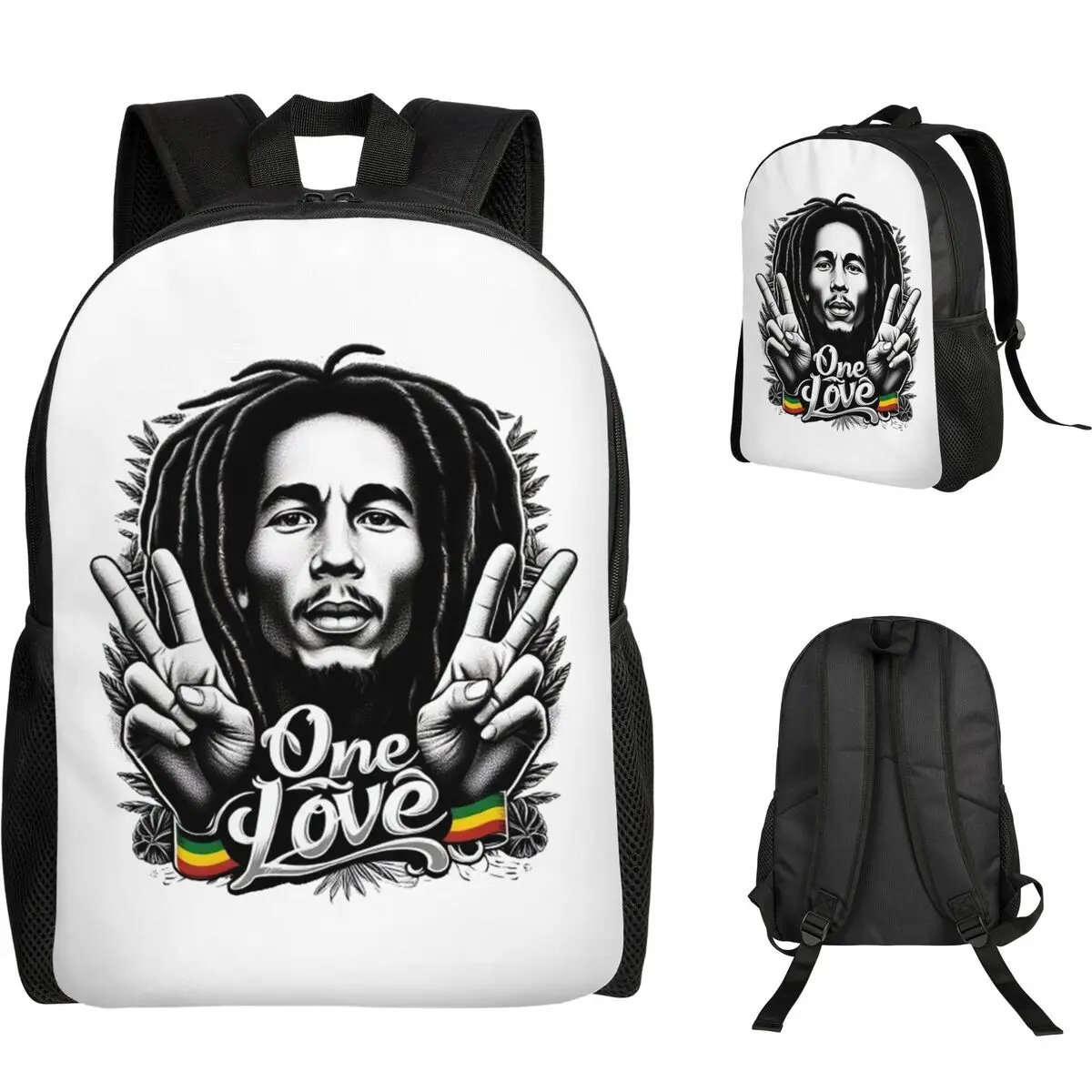 Bob Marley Reggae Student Backpack School Bag Hiking Travel Daypack for Boys Girls Fashion Bookbag Shoulder Bags