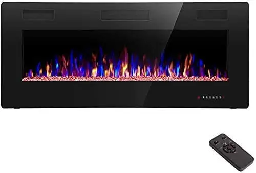 42IN Recessed and Wall Mounted, The Thinnest Fireplace, Low Noise, Fit for 2 x 6 and 2 x 4 Stud, Remote Control with