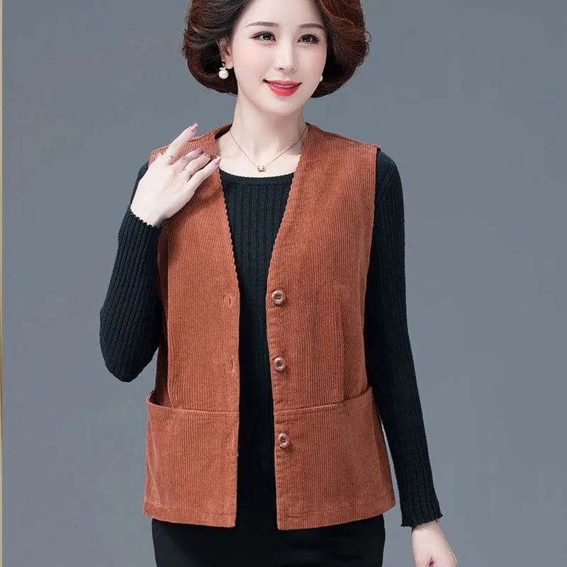 

Women's Vest New Autumn New Corduroy Vest Vest Retro Solid Color Foreign Style Versatile Top