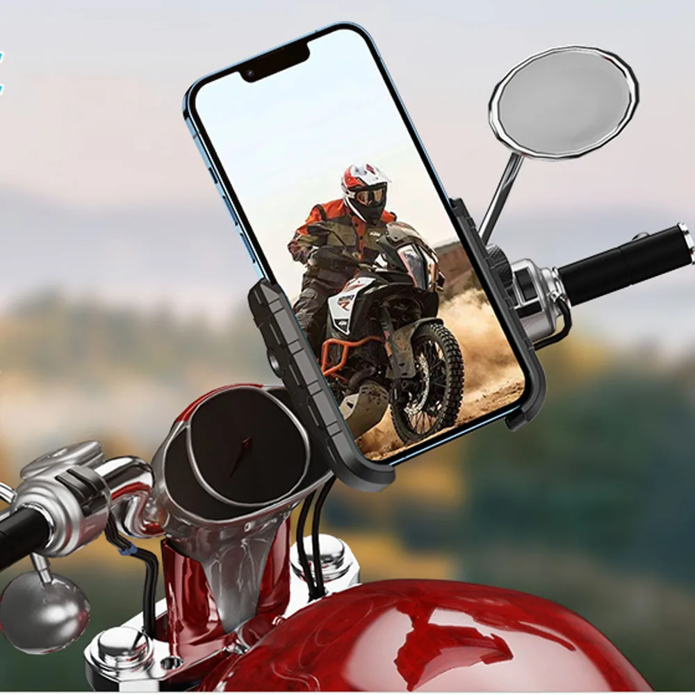 2024 Motorcycle Phone Holder Mount Moto Bicycle Handlebar Bracket 360 Rotating Cell Phone Stand for Motorcycle Bike Scooter