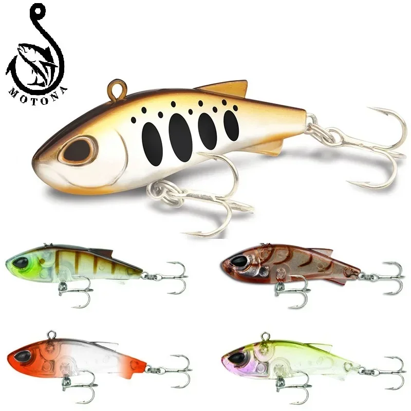 MOTONA VIB Soft Fishing Lure, Lead Bait, Artificial Bait, Sinking Crankbait, Wobbler, Ice Fishing Tackle, 3D Eyes, 40mm, 3.8g