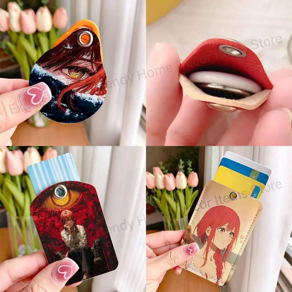 Cute Gril M-Makima Dominate Keychain Holder Suitable For Subway Bank Card Air Tag Bus Card Case Holder Wallet Card Textured