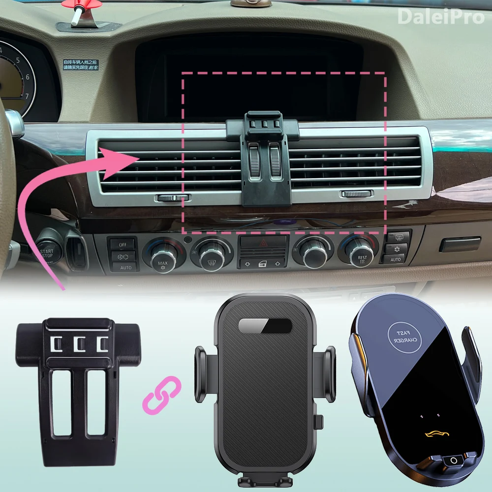 For BMW 7 Series 730i 740i 750i 760i E65 2004-2008 Car Phone Mount Wireless Charging Phone Holder Special Fixed Base Accessories