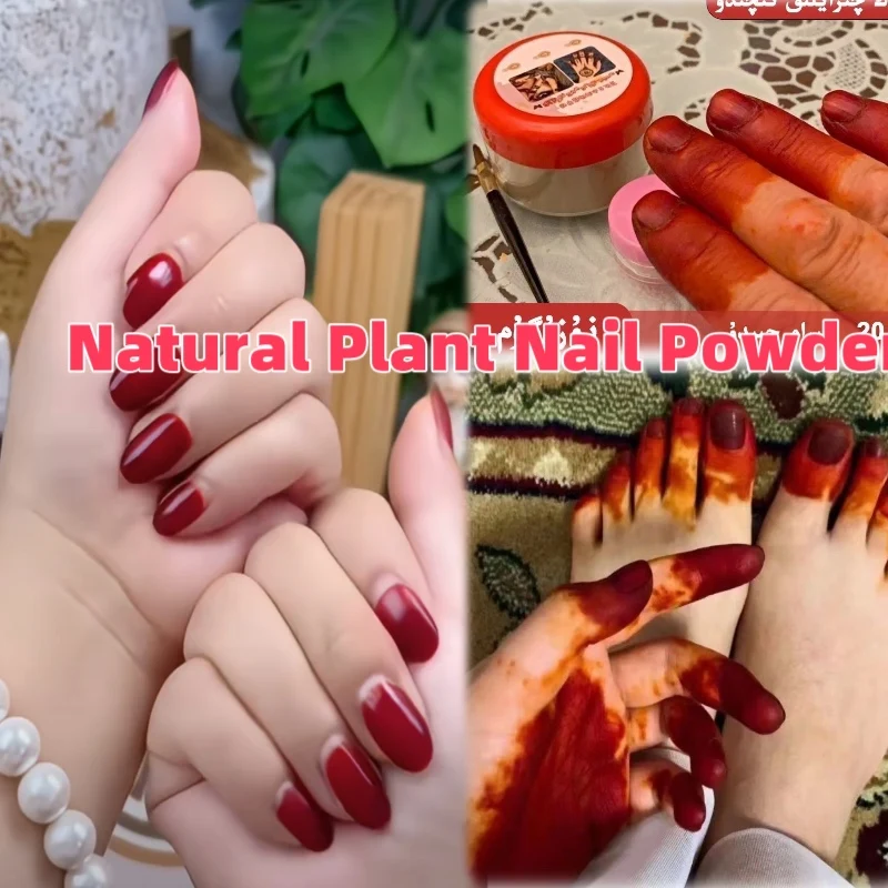 Natural Plant-Based Nail Dyeing Pink Henna Powder Is Gentle and Long-Lasting and Does Not Fade