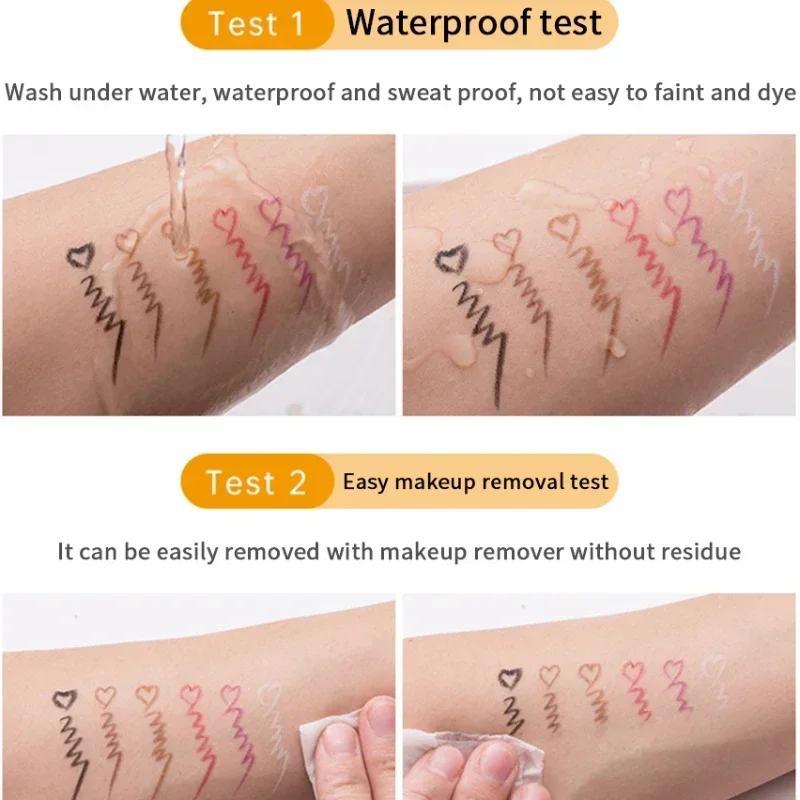 Waterproof 6 Colors Black Eyeliner Pen Long Lasting Quick-drying Pencil Not Blooming Liquid Eyeliner Gel Eyes Makeup Cosmetic