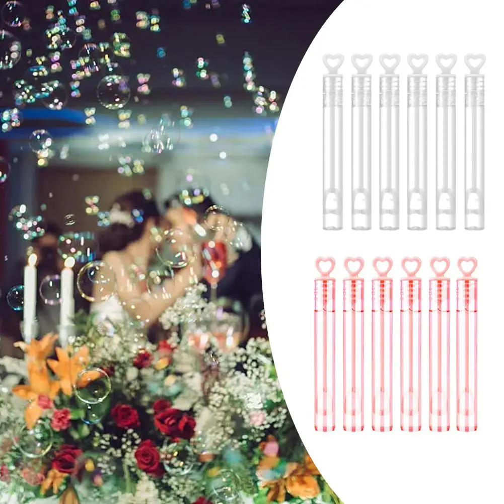 12 個ミニハート形バブルスティックフェスティバル結婚式子供のおもちゃ純白のハート型試験管 T8A3