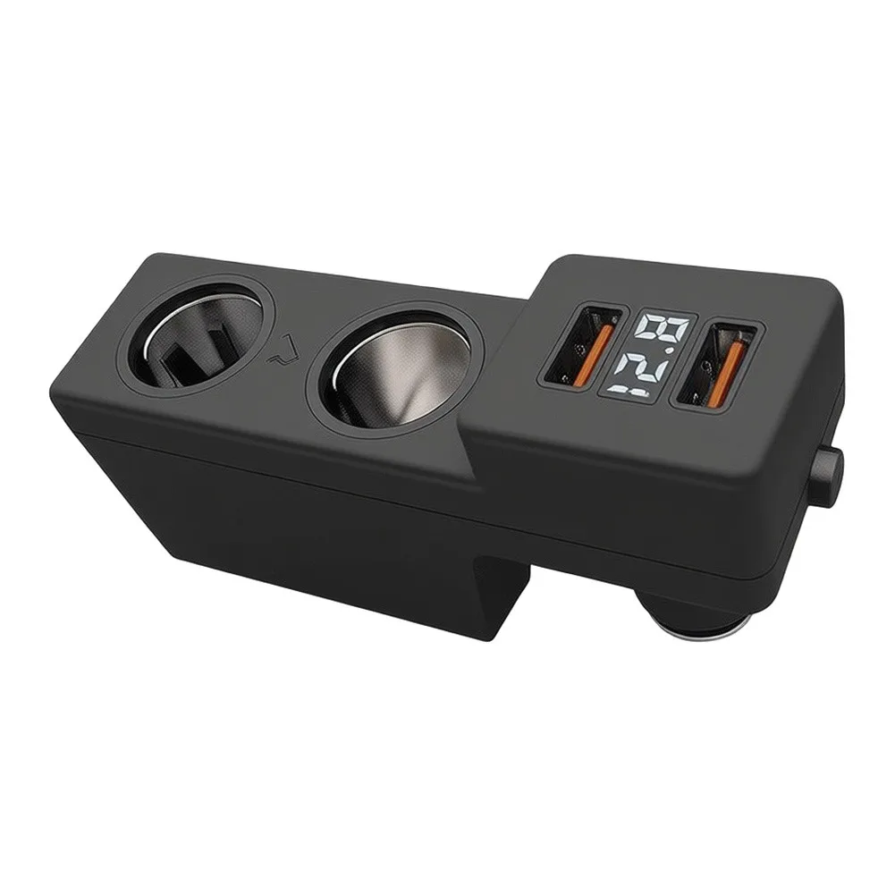 Black USB Car Charger Car Charger LED Voltage Display LED Battery Voltage Display Real-time Voltage Monitor For Golf 7