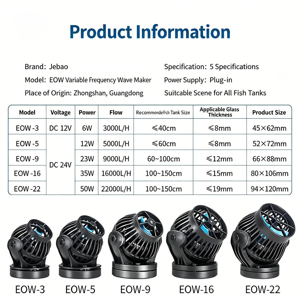 Jebao Jecod EOW Series 3/5/9 Wireless Variable Frequency Wavemaker
