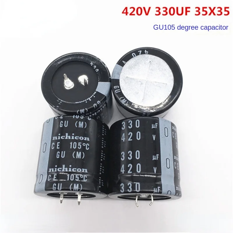 (1pcs)420V330UF 35X35 Japanese nichicon capacitor 330UF 420V 35 * 35 GU 105 degrees