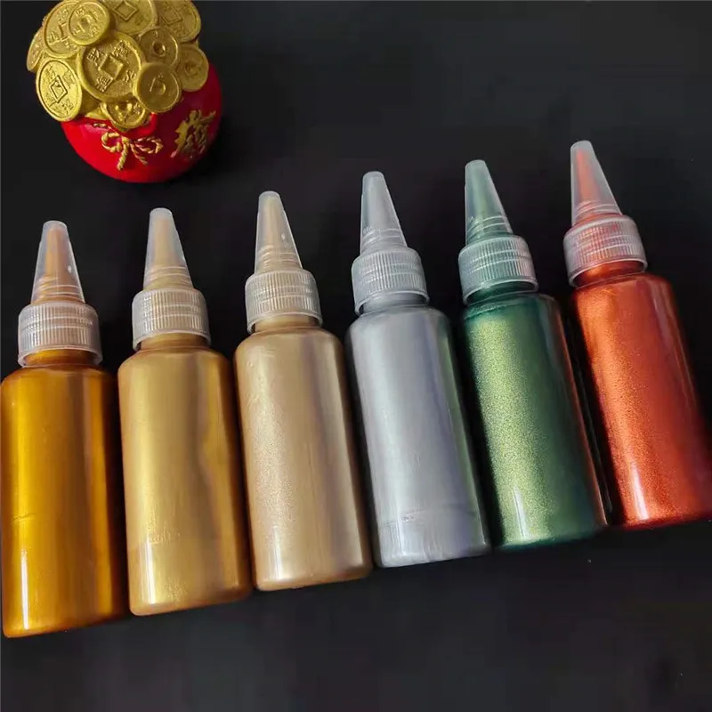 60ml Gold Acrylic Paint Metallic Color Pigment Waterproof Gypsum Toys Statuary Coloring DIY Textile Painting Graffiti Colorant