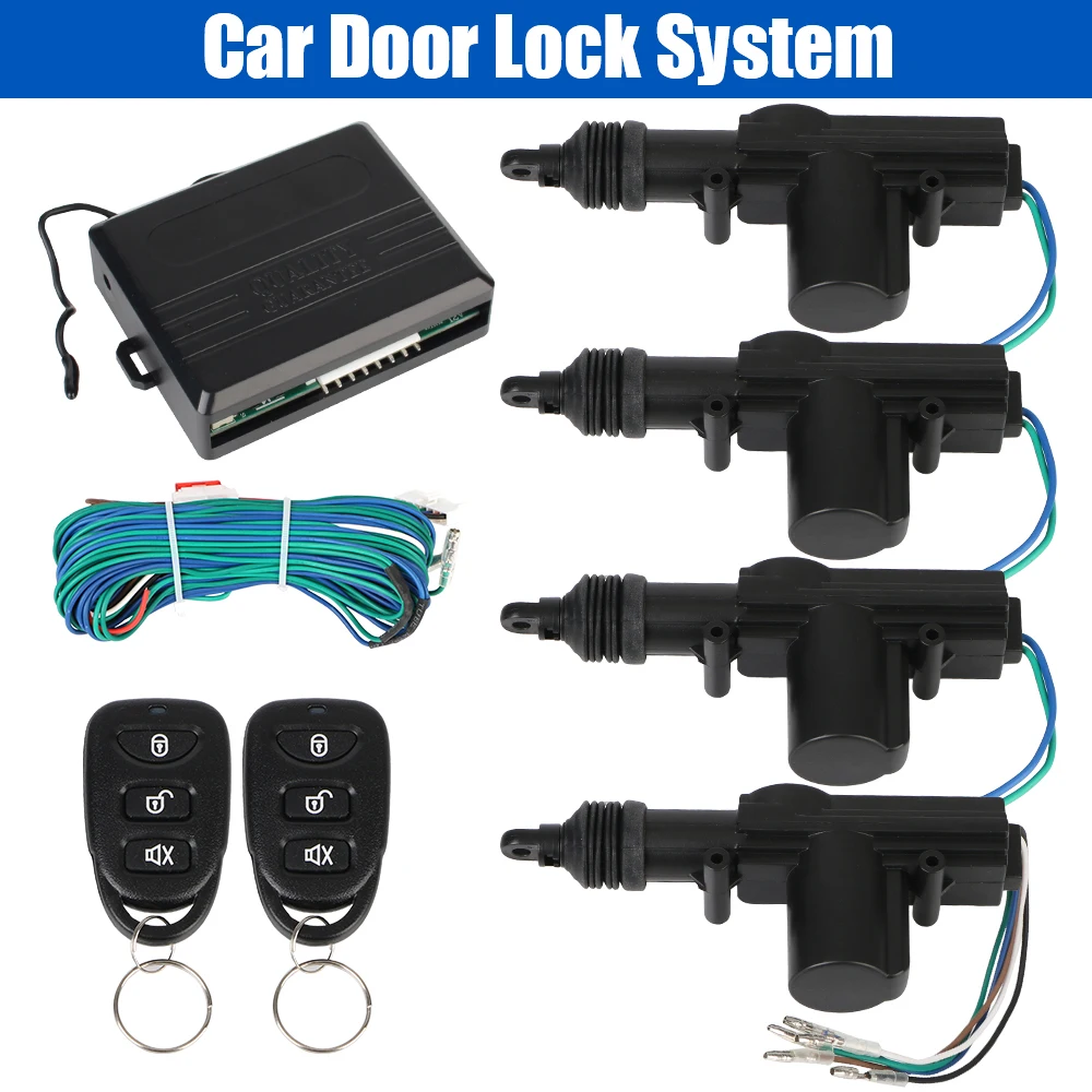 

With 4 Door Lock Actuator 12V Car Lock Door Locking Kit Keyless Entry System Remote Control