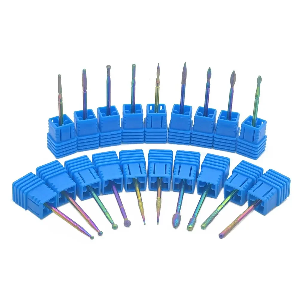 Rainbow Diamond Nail Drill Burr Bits Kleurrijke freesbit voor manicure pedicure gereedschap elektrische vijlen accessoires