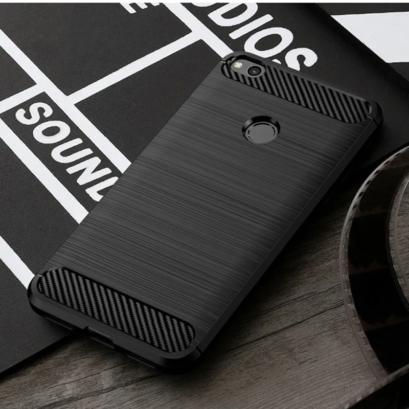 Silicone Case For Huawei P9 Lite 2017 Holder Stand Shockproof Phone Cover for p8 lite 2017 Nova Lite Brushed Carbon Fiber Case