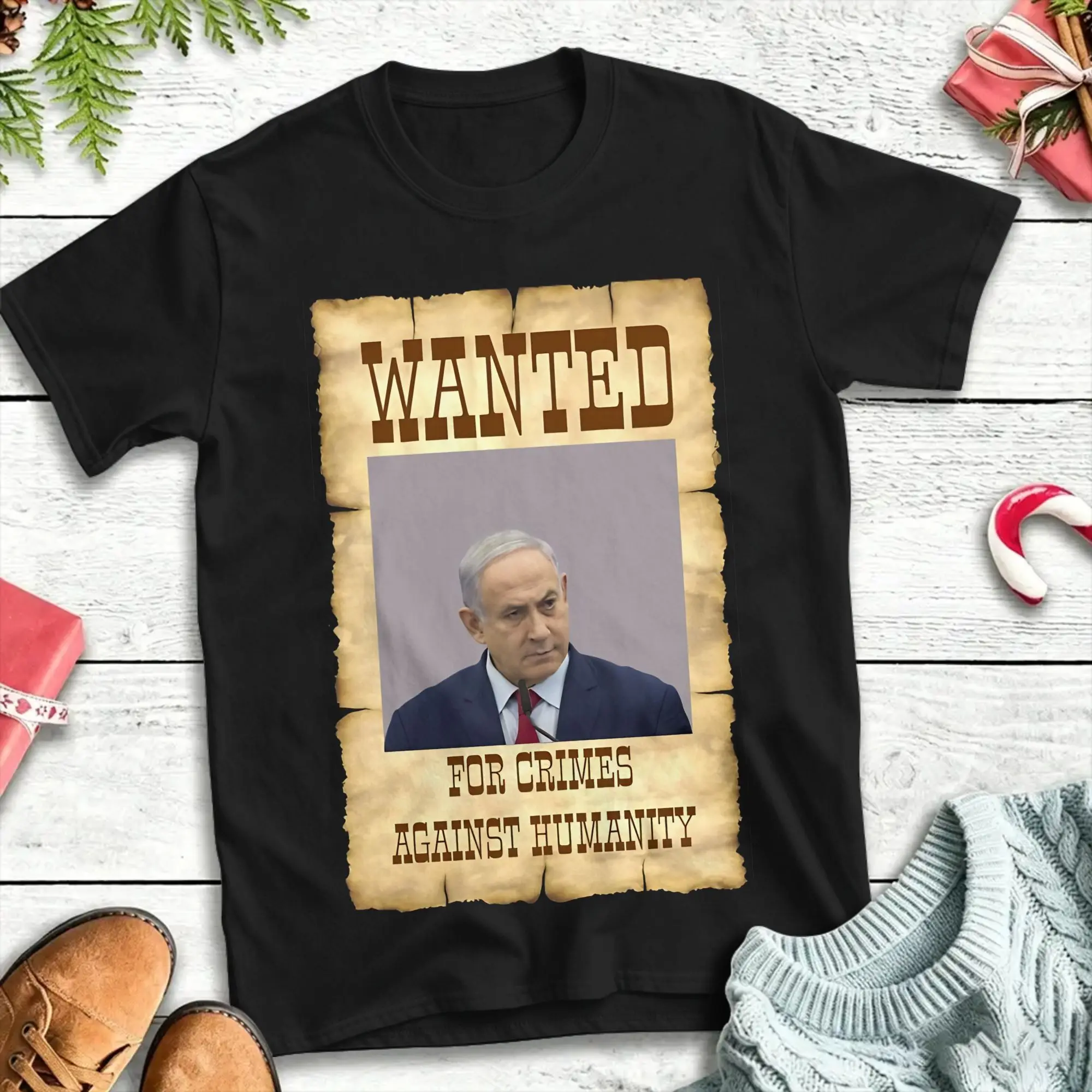 Wanted Benjamin Netanyahu Behind Bars T-Shirt Men  Y2K Retro T Shirts Summer O-Neck Hip Hop Tee Shirt Hot Sale Oversized Tops