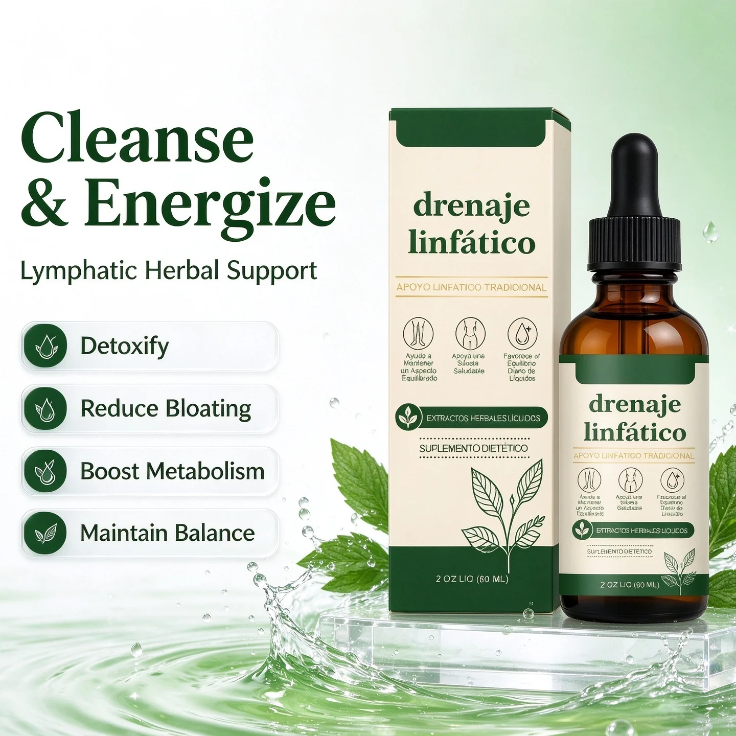 Natural Herbal Lymphatic Drainage Drops Boost Metabolism Detox Lymph Health Weight Management Liquid Drops