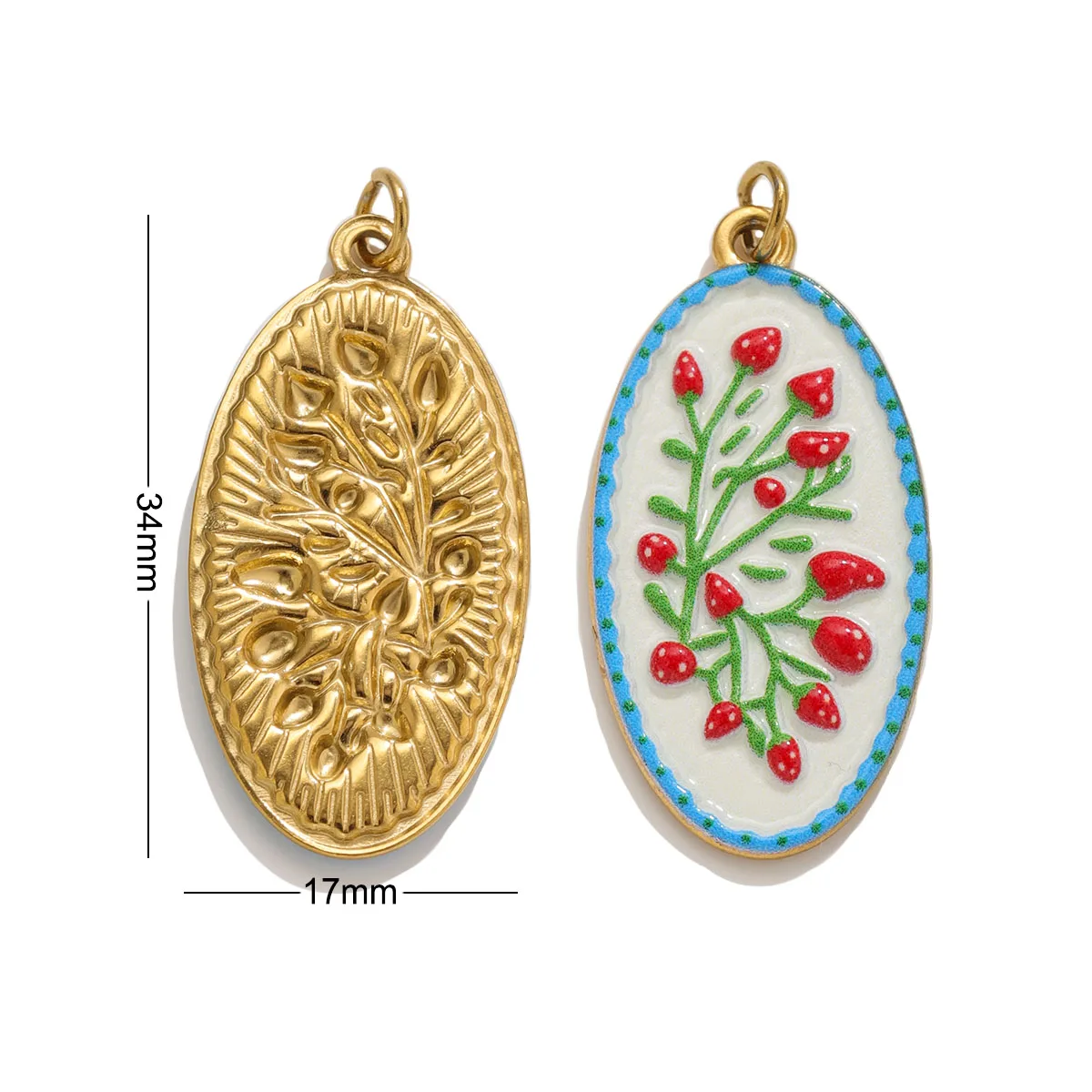 2pcs Boho Enamel Flower Pendants 18K Gold Plated Stainless Steel Charms Jewelry Making DIY Necklace Earrings Accessories Bulk - view 2